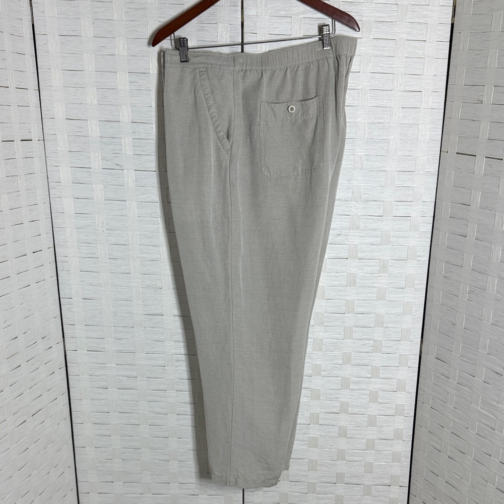 Cubavera Tan Linen Viscose Casual Resortwear Drawstring Waist Pants Size XXL